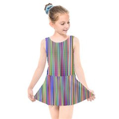 Striped Stripes Abstract Geometric Kids  Skater Dress Swimsuit