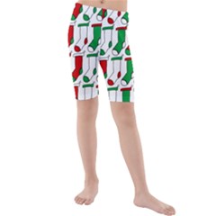 Stocking Background Kids  Mid Length Swim Shorts by Wegoenart