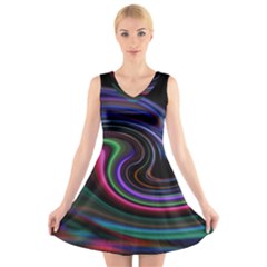 Art Abstract Colorful Abstract V-neck Sleeveless Dress