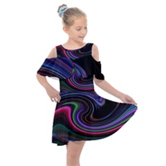 Art Abstract Colorful Abstract Kids  Shoulder Cutout Chiffon Dress