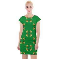 Background Christmas Cap Sleeve Bodycon Dress