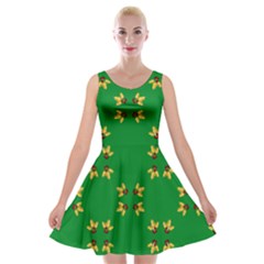 Background Christmas Velvet Skater Dress