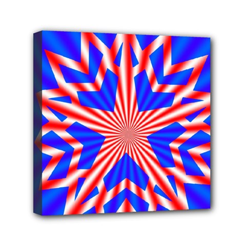 Star Explosion Burst Usa Red Mini Canvas 6  X 6  (stretched) by Wegoenart