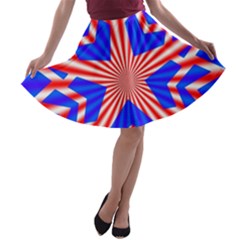 Star Explosion Burst Usa Red A-line Skater Skirt by Wegoenart