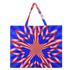 Star Explosion Burst Usa Red Zipper Large Tote Bag by Wegoenart