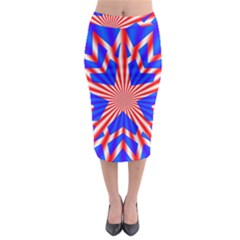 Star Explosion Burst Usa Red Midi Pencil Skirt by Wegoenart