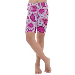 Paisley Pattern Art Background Kids  Lightweight Velour Cropped Yoga Leggings