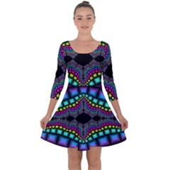 Fractal Art Artwork Digital Art Quarter Sleeve Skater Dress by Wegoenart