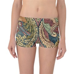 Wings Feathers Cubism Mosaic Reversible Boyleg Bikini Bottoms by Wegoenart