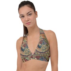 Wings Feathers Cubism Mosaic Halter Plunge Bikini Top by Wegoenart