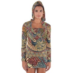 Wings Feathers Cubism Mosaic Long Sleeve Hooded T-shirt by Wegoenart