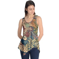 Wings Feathers Cubism Mosaic Sleeveless Tunic by Wegoenart