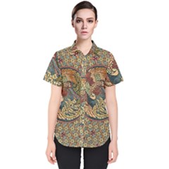 Wings Feathers Cubism Mosaic Women s Short Sleeve Shirt