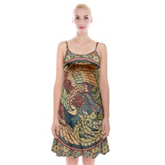 Wings Feathers Cubism Mosaic Spaghetti Strap Velvet Dress by Wegoenart