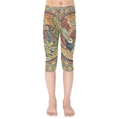 Wings Feathers Cubism Mosaic Kids  Capri Leggings  by Wegoenart