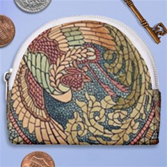 Wings Feathers Cubism Mosaic Horseshoe Style Canvas Pouch