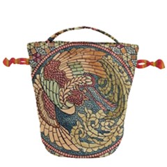 Wings Feathers Cubism Mosaic Drawstring Bucket Bag by Wegoenart