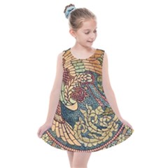 Wings Feathers Cubism Mosaic Kids  Summer Dress by Wegoenart