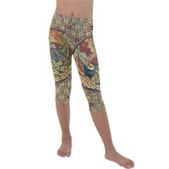 Wings Feathers Cubism Mosaic Kids  Lightweight Velour Capri Leggings 