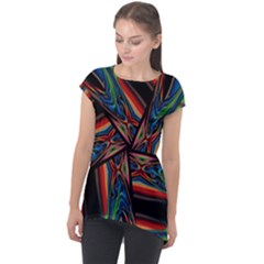 Abstract Art Pattern Cap Sleeve High Low Top