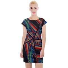 Abstract Art Pattern Cap Sleeve Bodycon Dress