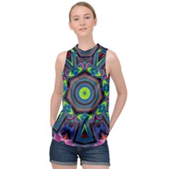 Abstract Art Background High Neck Satin Top