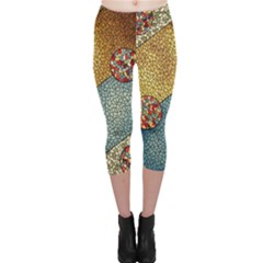 Background Cubism Circle Shape Capri Leggings  by Wegoenart