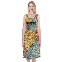 Background Cubism Circle Shape Midi Sleeveless Dress by Wegoenart