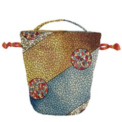 Background Cubism Circle Shape Drawstring Bucket Bag by Wegoenart