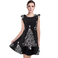 Christmas Tree Modern Background Tie Up Tunic Dress