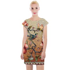 Flower Cubism Mosaic Vintage Cap Sleeve Bodycon Dress by Wegoenart