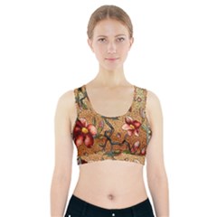 Flower Cubism Mosaic Vintage Sports Bra With Pocket