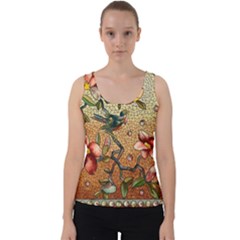 Flower Cubism Mosaic Vintage Velvet Tank Top by Wegoenart