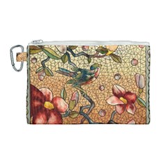 Flower Cubism Mosaic Vintage Canvas Cosmetic Bag (large) by Wegoenart