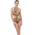 Flower Cubism Mosaic Vintage Halter Side Cut Swimsuit View1