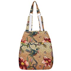 Flower Cubism Mosaic Vintage Center Zip Backpack