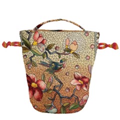 Flower Cubism Mosaic Vintage Drawstring Bucket Bag