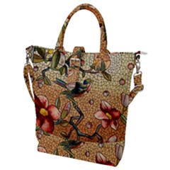 Flower Cubism Mosaic Vintage Buckle Top Tote Bag by Wegoenart