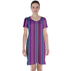 Stripes Wallpaper Texture Short Sleeve Nightdress