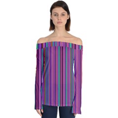 Stripes Wallpaper Texture Off Shoulder Long Sleeve Top