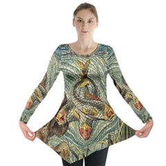 Fish Underwater Cubism Mosaic Long Sleeve Tunic  by Wegoenart