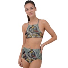 Fish Underwater Cubism Mosaic High Waist Tankini Set