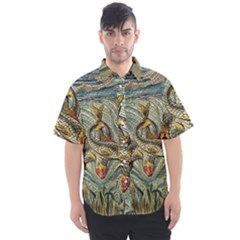 Fish Underwater Cubism Mosaic Men s Short Sleeve Shirt