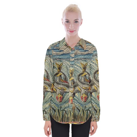 Fish Underwater Cubism Mosaic Womens Long Sleeve Shirt by Wegoenart