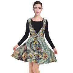 Fish Underwater Cubism Mosaic Plunge Pinafore Dress by Wegoenart