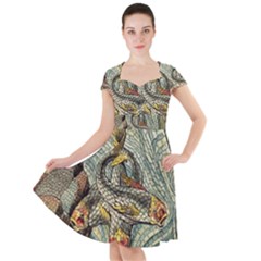 Fish Underwater Cubism Mosaic Cap Sleeve Midi Dress