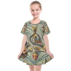 Fish Underwater Cubism Mosaic Kids  Smock Dress by Wegoenart