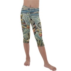 Fish Underwater Cubism Mosaic Kids  Lightweight Velour Capri Leggings 