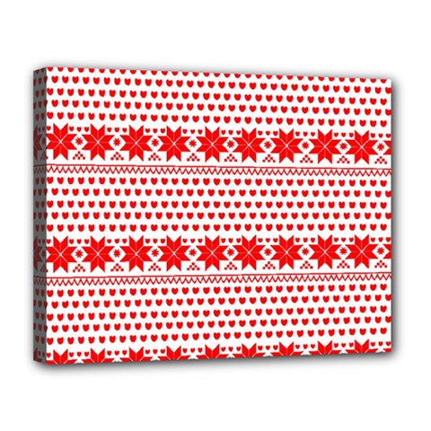 Fairisle Pattern Background Red Canvas 14  X 11  (stretched) by Wegoenart