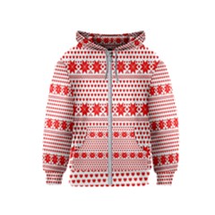 Fairisle Pattern Background Red Kids  Zipper Hoodie by Wegoenart